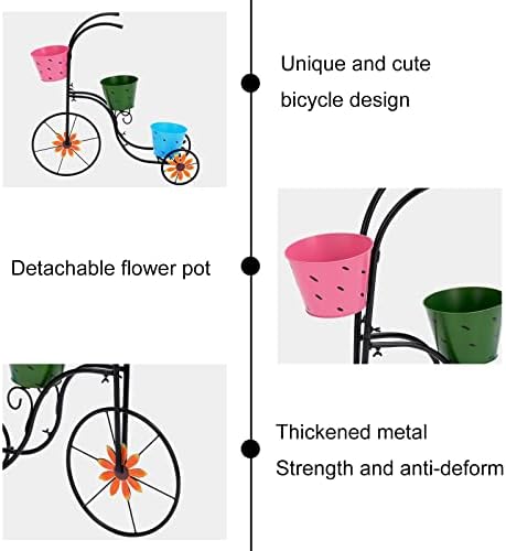 LEWISWAYNE Metal Tricycle Planter with 3 Pails