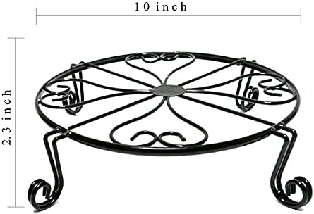 2 Pack 10-12 Inch Rustproof Black Metal Plant Stands Heavy Duty Holder for Indoor Outdoor Use