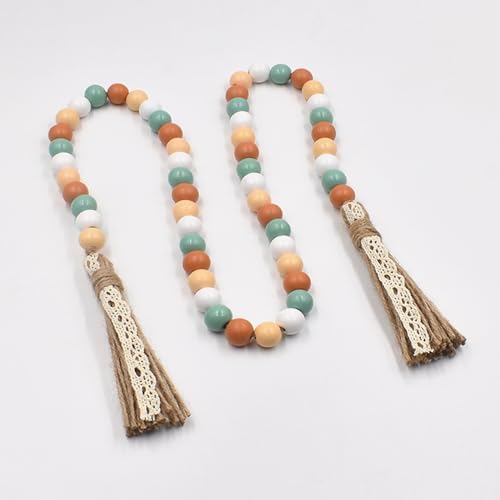 Fall Wood Bead Garland with Tassel Decor