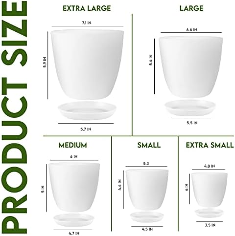 Utopia Home White Plastic Planters 5 Pack with Drainage