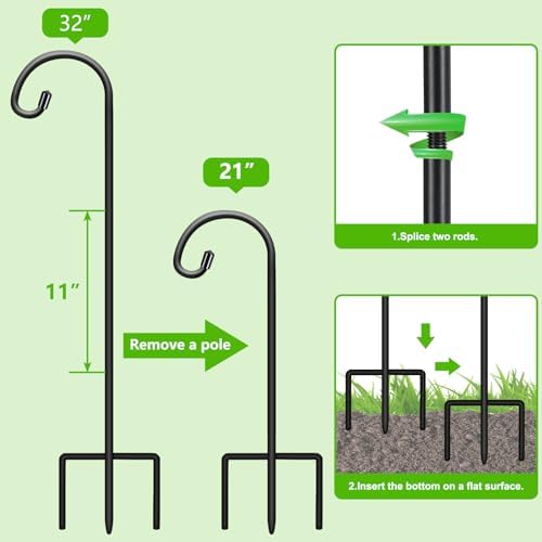 FEED GARDEN 32 Inch Adjustable Shepherds Hooks 2 Pack