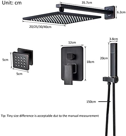 Matte Black LED Shower Faucet Set with 6 Jets