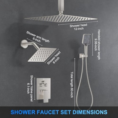 Woindo Shower Faucet Set with 2 Rain Heads and Handheld Diverter