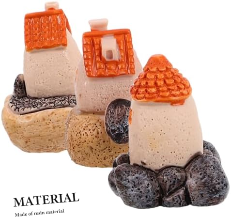 Unique Micro Village Houses 3 Pack Resin Statues for Fairy Garden Decor