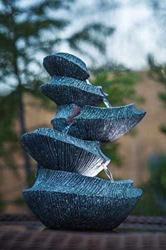 Modern Stone Tiers 14 Inch Fountain with LED Light