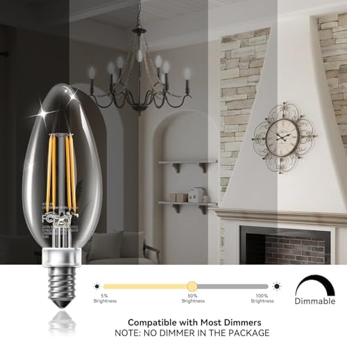 TJOY Dimmable LED Candelabra Bulbs 12Pack E12 Base