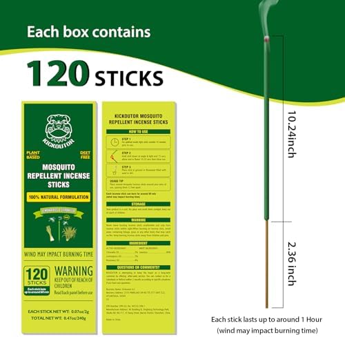 KICKOUTOR Mosquito Repellent Incense Sticks 120 PCS
