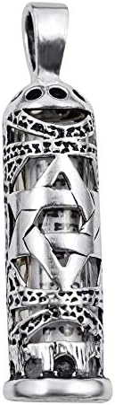 Sterling Silver Mezuzah Pendant with Star of David 1