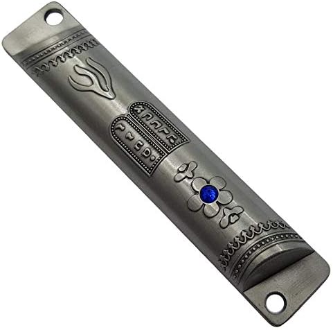 Set of 3 Pewter Mezuzah Cases with Scroll for Door