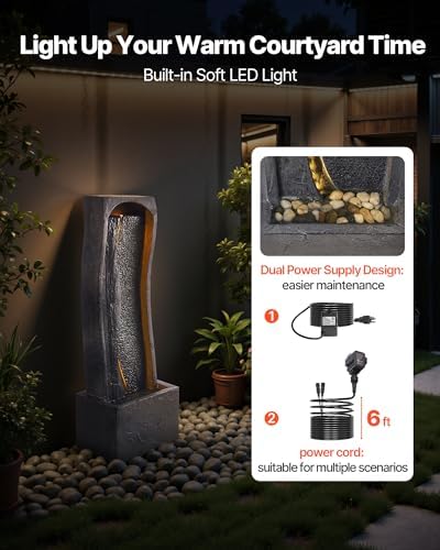 VEVOR Outdoor Water Fountain with LED Light and Pump
