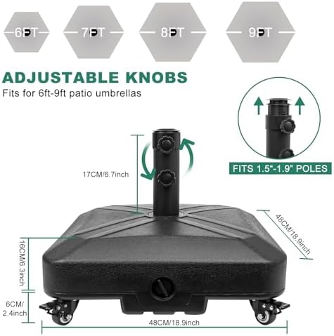 DZ4733 MS Heavy Duty Umbrella Base with Wheels Black