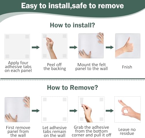 Felt Wall Tiles Bulletin Board with 40 Push Pins 12 Pack Large Office Cork Board Alternative