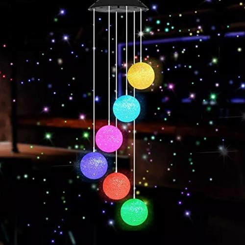 MorTime LED Solar Crystal Ball Wind Chime 25 Inch
