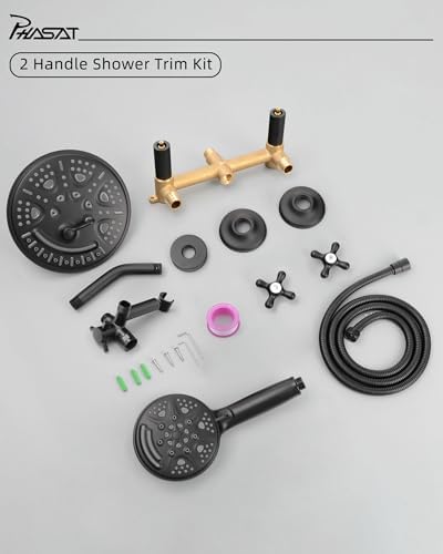 PHASAT 2 Handle Shower Faucet with Matte Black Finish