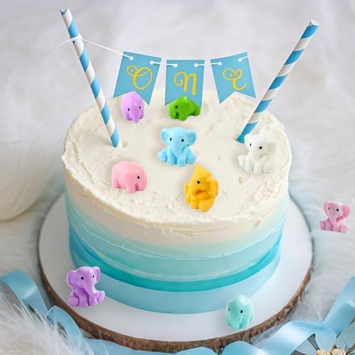 48 Pieces Small Elephant Figurine 8 Colors Miniature Garden Decor