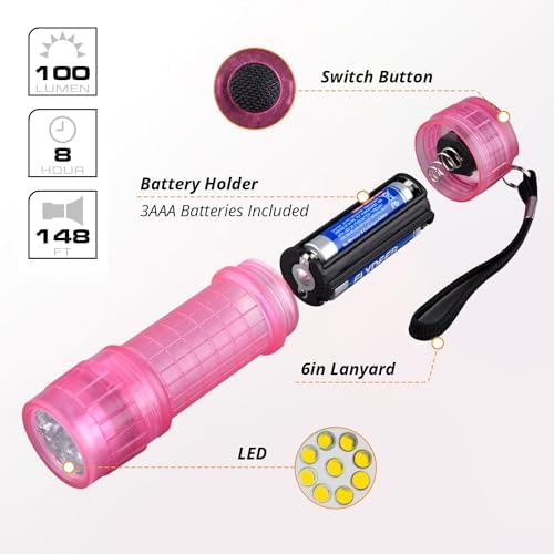 KunHe 30 Pack Glow in Dark Mini Flashlights With Batteries