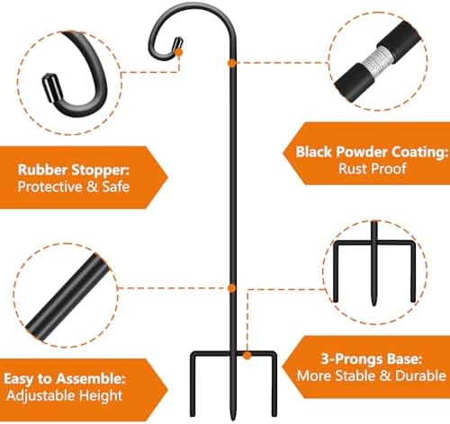 Gtongoko 32 Adjustable Matte Black Shepherd Hooks 4 Pack