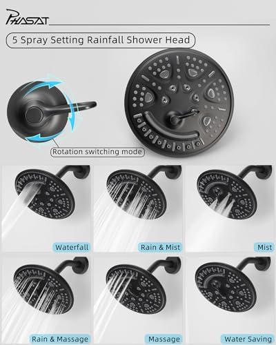 PHASAT 2 Handle Shower Faucet with Matte Black Finish