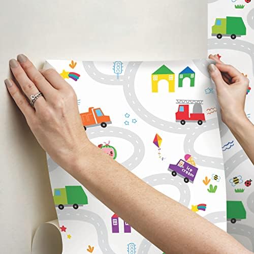 RoomMates RMK12629RL Multicolor CoComelon Road Map Peel and Stick Wallpaper 1