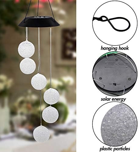 MorTime LED Solar Crystal Ball Wind Chime 25 Inch
