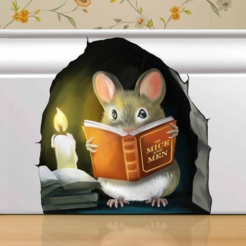 Mouse Reading Book Wall Decal Kids Room Decor