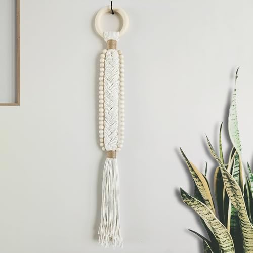 Bohemian Macrame Wall Hanging with Wood Bead Tassel
