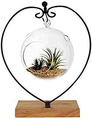 YY YEARCHY Iron Hanging Plant Stand with Heart and Rectangle Wood Base