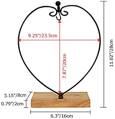 YY YEARCHY Iron Hanging Plant Stand with Heart and Rectangle Wood Base