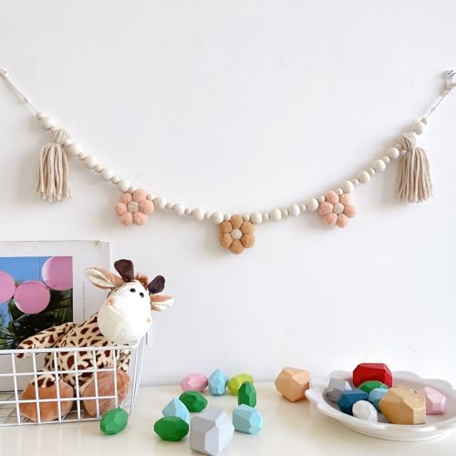 Boho Tassel Garland with Wooden Beads for Home Decor