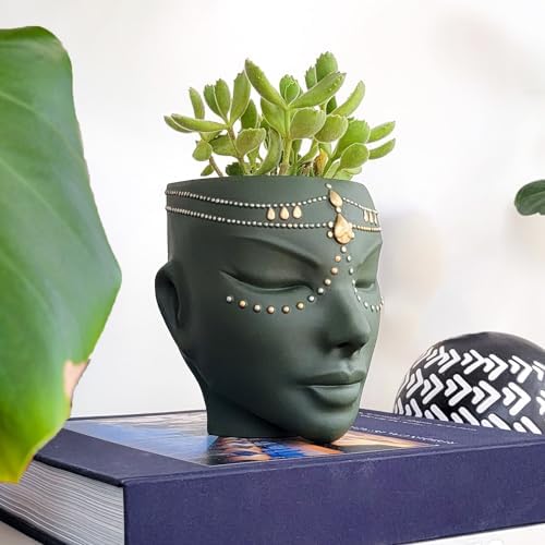 Bossa Linda Head Planter - 7 Inch Green Serena Design