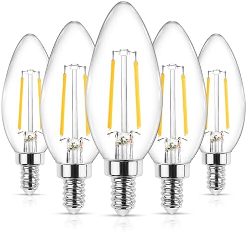 Ascher E12 LED Candelabra Light Bulb Pack of 5