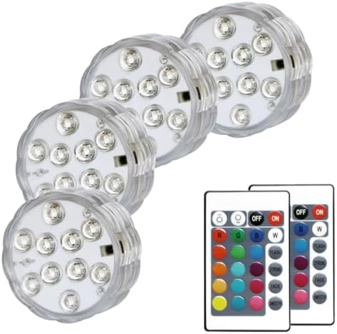KIKOMO Submersible LED Lights with Remote 4 Pack