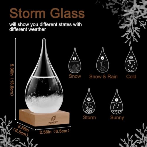 FOXKEY Storm Glass Weather Predictor Unique Drop-Shaped Weather Forecast Decor
