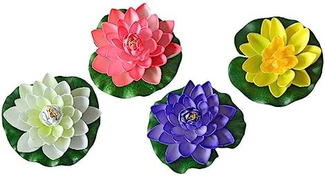 Yardwe Artificial Floating Lotus Flowers for Pond Decor