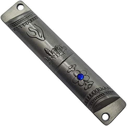 Set of 3 Pewter Mezuzah Cases with Scroll for Door