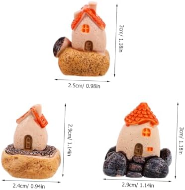 Unique Micro Village Houses 3 Pack Resin Statues for Fairy Garden Decor