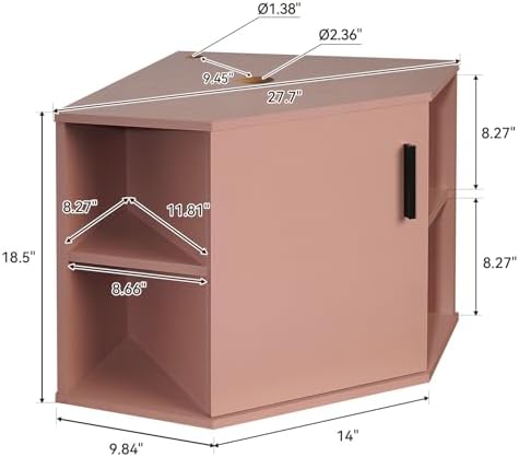 28 Inch Floating Corner Vanity with Open Shelve Pink