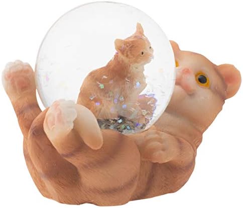 Elanze Designs Striped Tabby Cat and Kitten Snow Globe Figurine