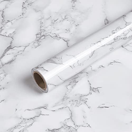 Caltero Glossy Marble Self Adhesive Contact Paper 157x118 White Grey