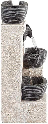 John Timberland Four Cup 11 Inch High Gray Faux Stone Water Fountain with LED Light