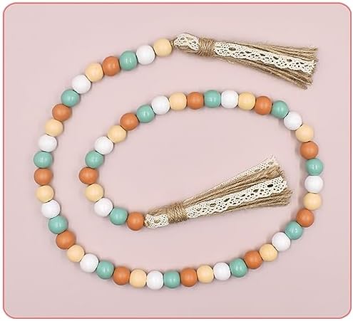 Fall Wood Bead Garland with Tassel Decor