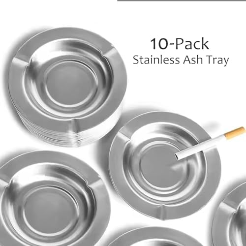 Joyfulmap 10 Pack Stainless Steel Round Ash Tray