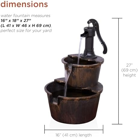 Alpine Corporation 2-Tiered Outdoor Water Fountain with Pump - Bronze Finish
