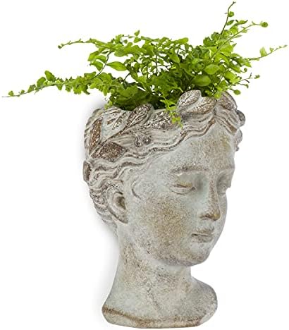 Abbott Collection Goddess Head Wall Planter - Small Cement Indoor Outdoor Planter Pot