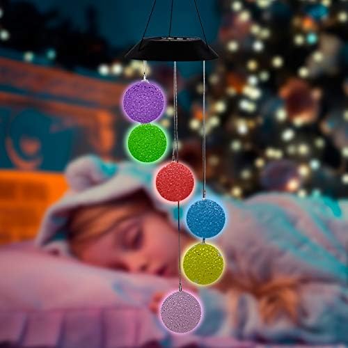 MorTime LED Solar Crystal Ball Wind Chime 25 Inch