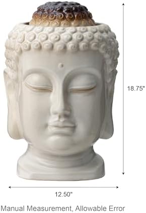 Glitzhome Buddha Head Ceramic Fountain with LED Light