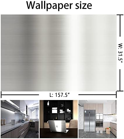 BAYYA Extra Wide Silver Metal Contact Paper for Kitchen Countertops and Appliances