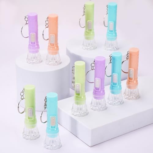 PROLOSO Mini Flashlight Keychains 50 Pcs Assorted Colors