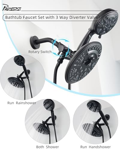 PHASAT 2 Handle Shower Faucet with Matte Black Finish