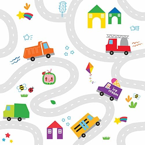 RoomMates RMK12629RL Multicolor CoComelon Road Map Peel and Stick Wallpaper 1